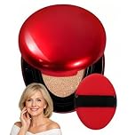 Cushion Foundation Full Coverage for Mature Skin, 24 Hours Durable Luster & 72 Hours Glass Skin Effect, Lightweight Hydrating Formula with SPF, Waterproof & Sweatproof, Portable (04#)