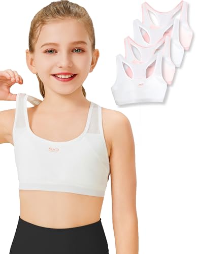 Training Bras for Girls 8-10 Seamless Girls Bras 10-12 Years Old Breathable Cotton Racerback Sports Bras Ultra Comfort