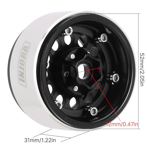 INJORA 1.9 Beadlock Felge - 153g Super Heavy Messing & Aluminium Deep Dish Felge für 1/10 RC Crawler SCX10 TRX4 VS4-10 Gen8,Schwarz