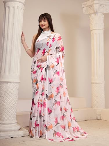 Image of Garden Vareli Floral Print Nara Chiffon Saree 73475