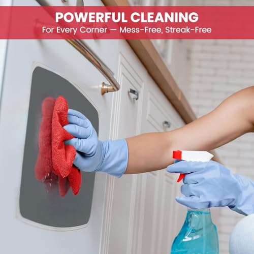 Image of SIFANGKE Microfiber Cleaning Cloth, 12 Pack Red Cleaning Rags for Housekeeping, Reusable Microfiber Towels for Car, Kitchen, Bathroom and Household Cleaning Supplies, 11.8 inchX11.8 inch