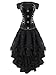 Burvogue Steampunk Skirt for Women-Multi Layered Gothic High Low Skirt Vintage Outfits Cosplay Costume (Black 036, 4XL)