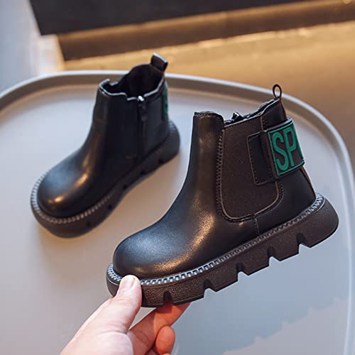 Girls Boots Side Zipper Ankle Boots Non Slip Low Heel Fashion Kids Breathable Booties Outdoor Shoes for Kids (Black, 11-11.5 Years Big Kids)2