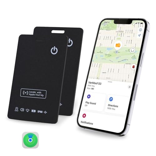 [Apple MFi Certified] LBPRT Airtag Card Wallet Tracker Thin 1.6mm 2 Pack Rechargeable Air-Tag Work with Apple Find My (iOS Only Android not Supported) Item Finder Locator for Luggage Suitcase Bags