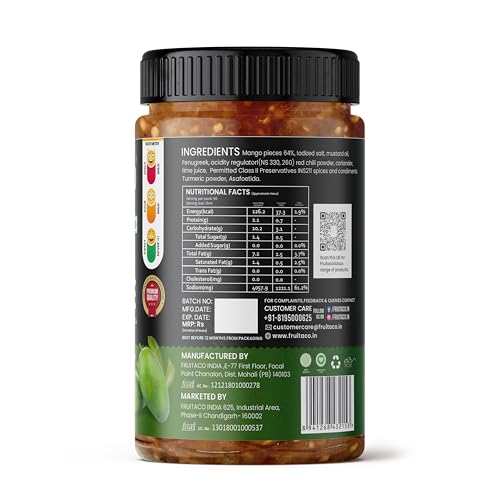 Image of Fruitaco Mango Pickle - Authentic Indian Pickle with Tangy and Spicy Flavor | Perfect Side for Meal (1 Kg, Mango Pickle)