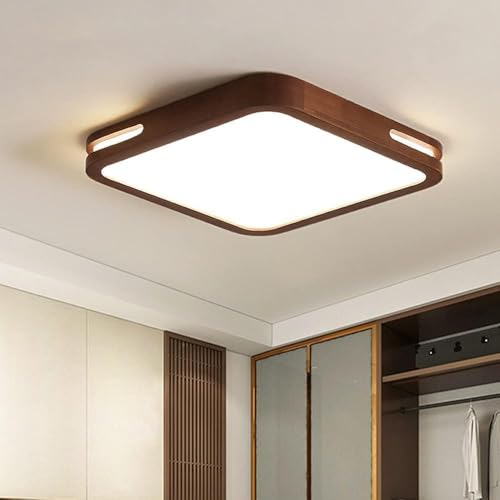 Plafonnier cuisine 48W LED dimmable rustique marron rond | Lampe à suspension encastrée