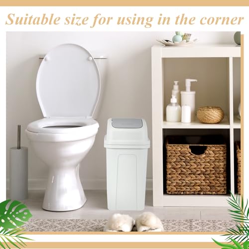 Image of Sumind 2 Pcs 2.6 Gallon Bathroom Trash Can with Swing Lid Small Garbage Can Plastic Bathroom Trashcan Garbage Bin for Kitchen Waste Bedroom Room Outdoor (Pink and Beige)