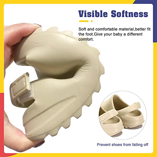 Toddler Little Kids Slides Sandals Summer Slip-On Sandals Shower Beach Pool Anti-Slip Slippers For Kids Girls White Sandals Toddler Water Shoes For Boys Toddler Slides (Beige, Size 8.5-9, 170) #TOP3