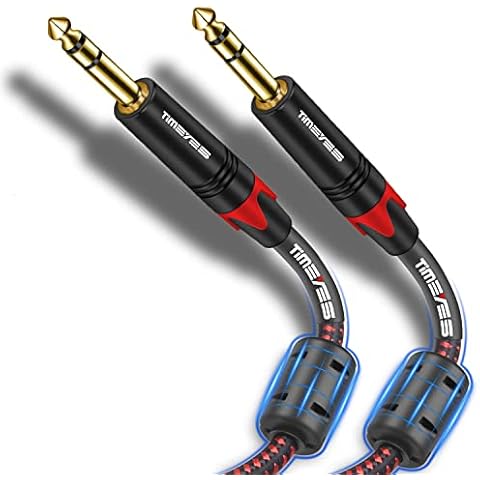 TIMEYES 1/4 Inch 6.35mm TRS Cable 15M, TRS Male 6.5mm to 6.5mm Balanced Instrument Cable, Jack 6.35mm(1/4'') Stereo Audio Interconnect Cord for Mixing Console, Speaker, Amplifier Quarter Inch 50FT Cover