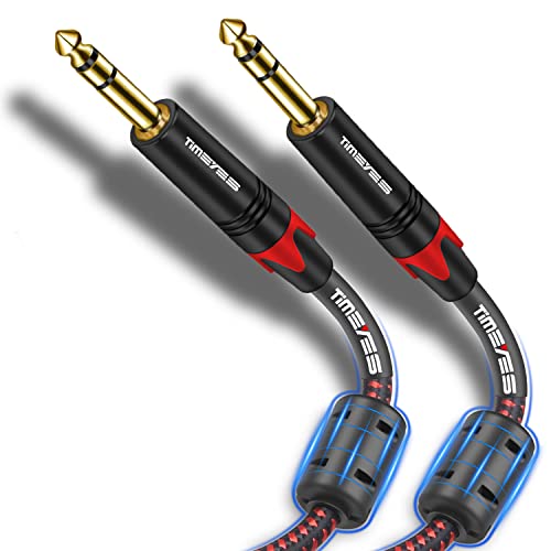 TIMEYES 1/4 Inch 6.35mm TRS Cable 7.5M, TRS Male 6.5mm to 6.5mm Balanced Instrument Cable, Jack 6.35mm(1/4'') Stereo Audio Interconnect Cord for Mixing Console, Speaker, Amplifier Quarter Inch 25FT