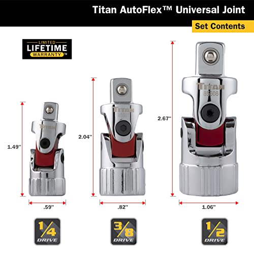 Image of Titan 85505 3-Piece Auto Flex Universal Joint Socket Set