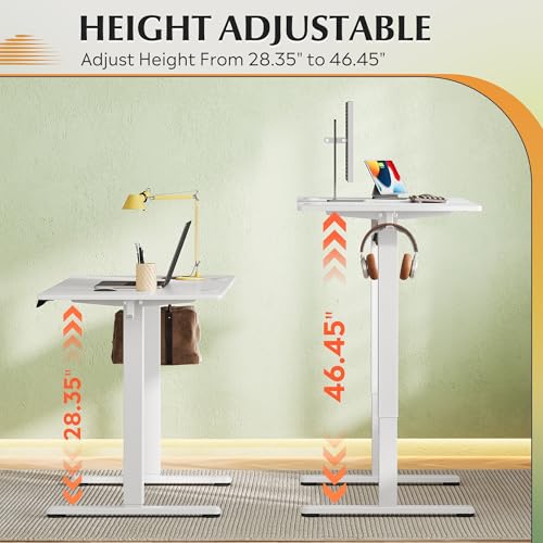 Image of DEVAISE Upgraded 48 x 24 Inch Standing Desk, One-Piece Desktop Electric Standing Desk with Adjustable Height, 3-Preset Memory Sit Stand up Desk, Computer Desk for Home, Office (White)
