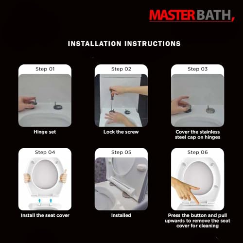 Image of Stainless Steel SS Toilet Seat Cover Hinges, Quick Release Toilet Seat Hinges, Top Fixing Toilet Seat Cover Reparing Screw Set Round Type With Rubber Bush and Screw, White