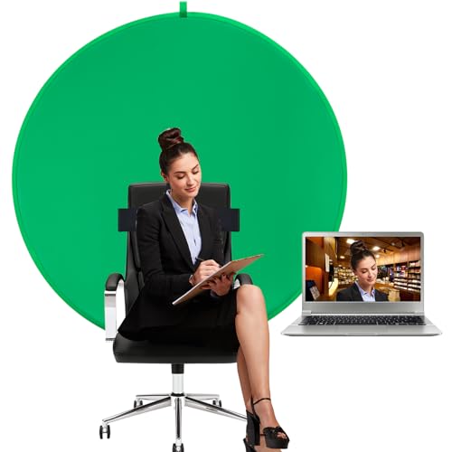 Green Screen Chair, 56in/142cm Portable Green Screen Chair, Portable Webcam Background, 4.65ft Green Background Screen Portable, Chroma Key Green for Video Chats, Zoom, Green Screen Video Backdrop.