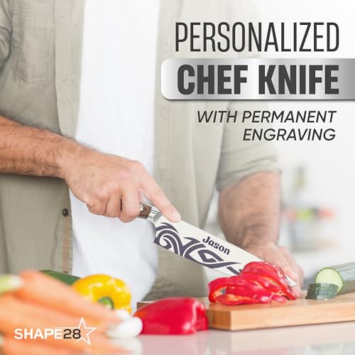 Image of Personalized Chef Knife-Stainless Steel Blade, Tribal Engraved Design, Custom Name Option Professional Kitchen Knife for Chefs & Home Cooks
