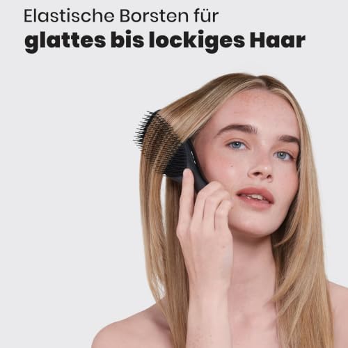 Tangle Teezer Ultimate Detangler Haarbürste – Für Nasses & Trockenes Haar – Entwirrungsbürste für Alle Haartypen – Zweistufige Borsten Reduzieren Haarbruch & Entfernen Knoten – Schwarz