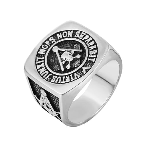 Vintage Templiers franc-maçon en acier inoxydable tête de mort bague Mens maçonnique franc-maçonnerie Biker bijoux cadeau pour homme