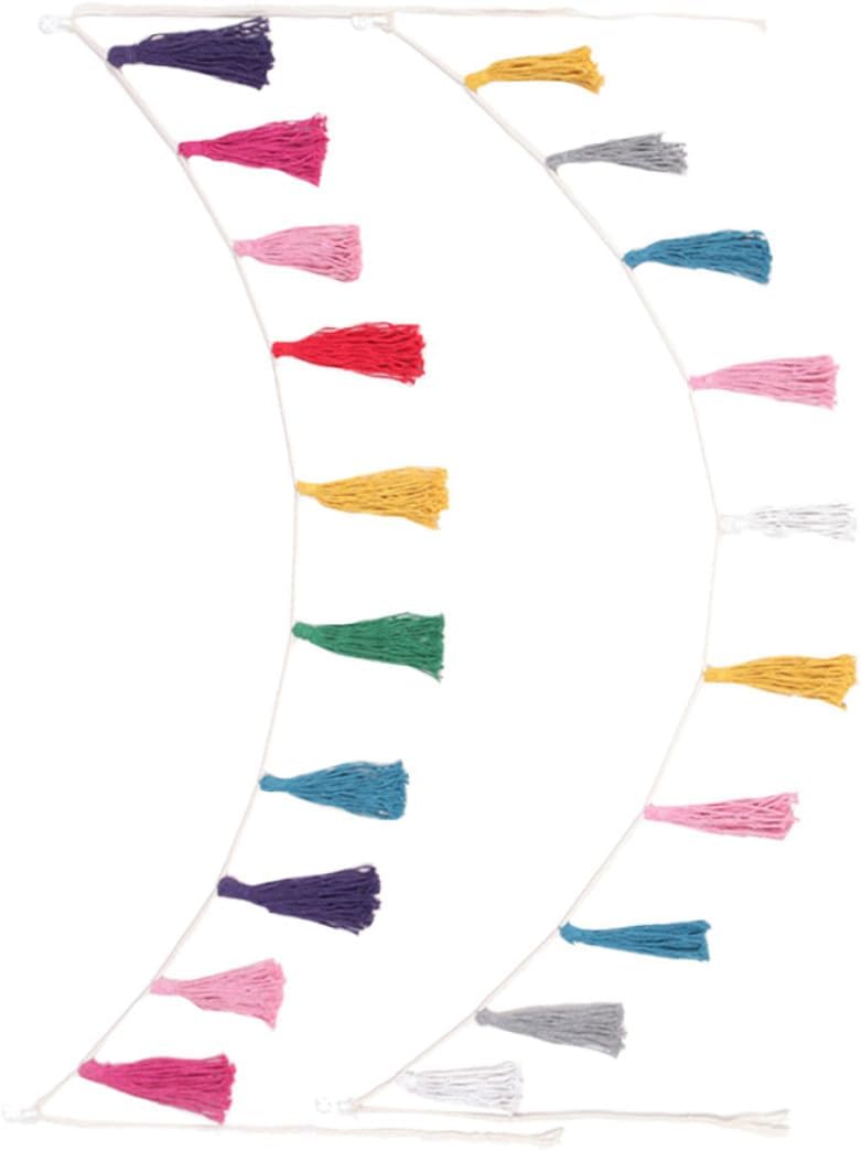 TIDTALEO 2pcs Rainbow Tassel Banner Wall Hanging Garland Colorful Boho Decorative Pendant for Living Room Nursery Party Décor