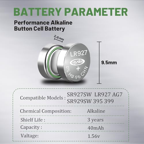 50 Pilas Botón SR927SW AG7 LR927 1.55V para Reloj miniatura 2