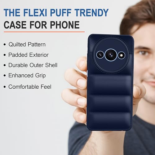 Image of CEDO Redmi A3 / Redmi A3x / Poco C61 (4G) Back Cover | Camera Bump & 360 Flexible Puff Armor Protection | Matte Soft Silicon Shock Proof Rubberised Back Case Cover (Blue)