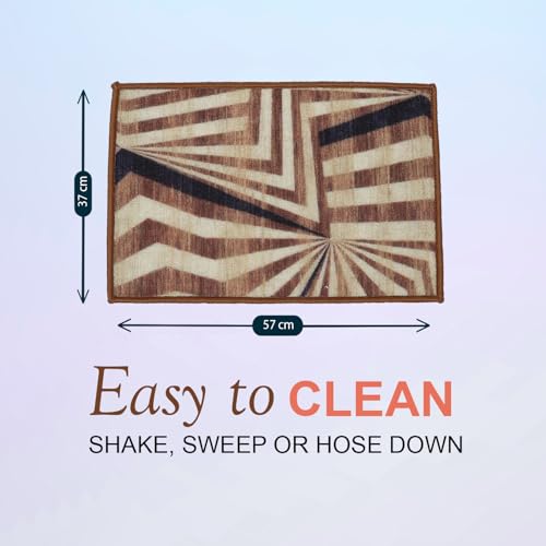 Image of HUES & SHADES Coir Door Mat for Outdoor Entrance - [37 x 57 cm] | Natural Coconut Fiber Brush Mat for Shoes Cleaning, Heavy Duty Non-Slip Doormat for Front Porch, Patio, Entryway (Desert Radiance)