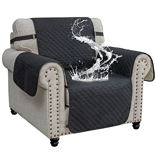 XINEAG Quilted Sofa Covers 1 Seater, Water Resistant Chair Covers for Dogs Pets Non Slip Sofa Slipcovers with Pockets