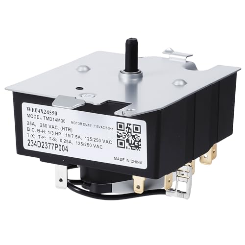 WE04X24550 TMD14M30 234D2377P004 Dryer Timer Compatible with GE/Hotpoint GTD42GASJ2WW GTD42EASJ2WW GTD42GASJ3WW GTD42EASJ0WW GTD42EASJ1WW GTD48EASW0WB Dryer etc.Replacement TMD16M12 234D2377P003 etc.