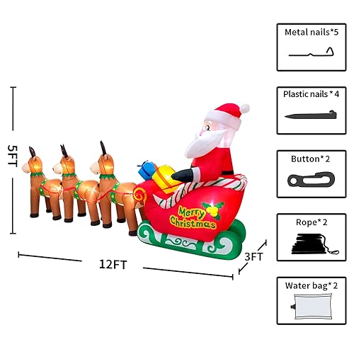Cadeau d'hiver idéal avec ce grand Père Noël gonflable sur traîneau pour extérieur