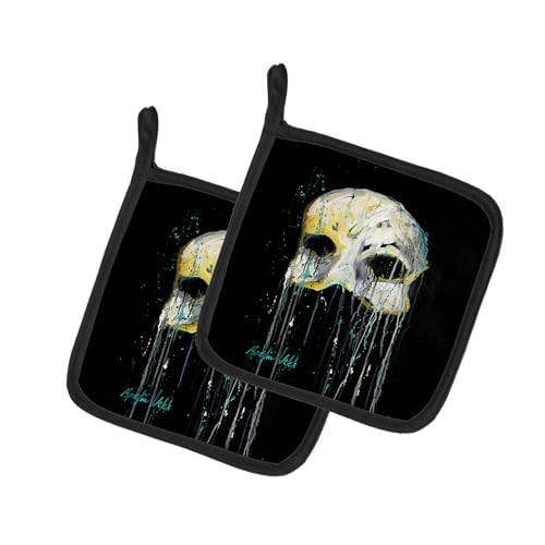 Caroline's Treasures Mysterious Mask Pair of Pot Holders Kitchen Heat Resistant Pot Holders Sets Oven Hot Pads for Cooking Baking BBQ, 7 1/2 x 7 1/2