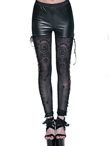 Leggings Devil Fashion mujer negro S de alta densidad elástica y cintura confortable