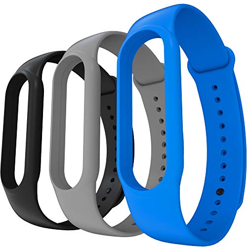 AWINNER Bands Compatible with Xiaomi Mi Band 5 Smartwatch Wristbands Replacement Band Accessaries Straps Bracelets for Mi5 (Black,Gray,Blue)
