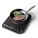 MOOSUM Induction Cooktop Portable, 1300W Mini Stove with 5 Cooking Modes - Easy to Use & 18 Power Levels, Induction Burner with LCD Sensor Touch, Timer for Tiny Kitchen, Apartment, Camping, RV