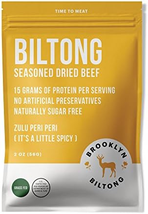 Biltong Beef Jerky - Grass Fed Seasoned Dried Beef - 2oz Peri Peri