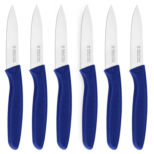 targzier Paring Knife Set, Stainless Steel Paring Knives Set of 6,Sharp Vegetable&Fruit Knife,Small Kitchen Knife,Straight Edge Paring Knives,Ergonomic Handle Paring Knifes Set,Blue Peeling Knife