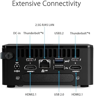 ASUS NUC13 Pro Slim Kit - Intel® Core™ i7-1360P - Barebone (RAM Yok, Disc Yok) FreeDOS Mini Masaüstü PC - Görsel 4