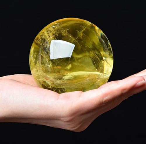 Citrine ball en cristal jaune poli de qualité supérieure avec support élégant