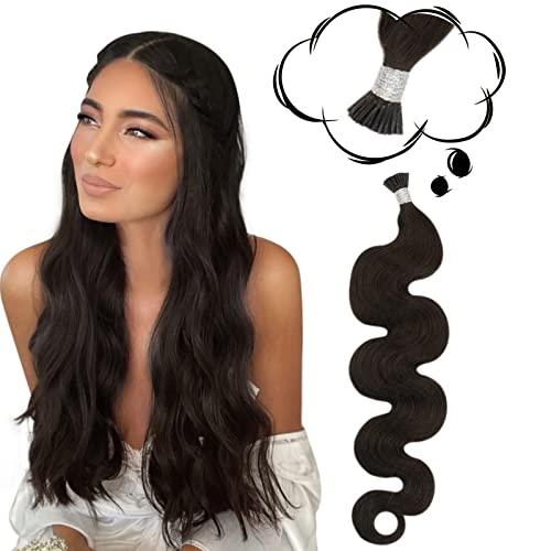 Moresoo Keratin Tip Hair Extensions Human Hair 24 Inch I Tip Hair Extensions Dark Brown Color #2 Remy I Tip Hair Extension Body Wave 0.8G/Strand 40G 50S Fine Natural Hair Itips Extensions #TOP11