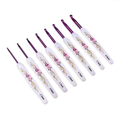 Coopay Ultra Comfortable Crochet Hook Set, Ergonomic Handle Crochet Kits with Pink Print, Pretty and Great, Ideal Knitting & Crochet Supplies for Beginner, Knitter and Crocheter, Pink
