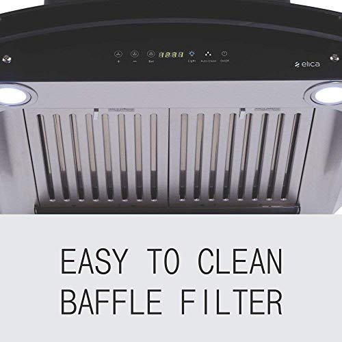 Image of Elica 60 cm 1200 m3 /hr Auto Clean Chimney (WD HAC TOUCH BF 60 MS, 2 Baffle Filters, Touch + Motion Sensor Control, Black)