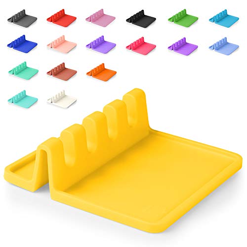 Image of Zulay Kitchen Silicone Utensil Rest with Drip Pad for Multiple Utensils - BPA-Free, Heat-Resistant Spoon Rest & Spoon Holder for Stove Top - Kitchen Utensil Holder for Ladles & Tongs - Yellow