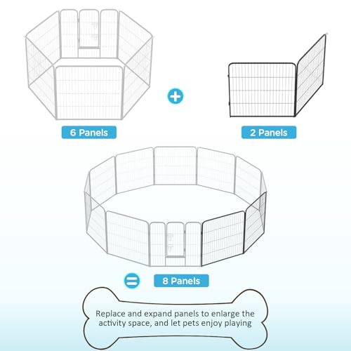 Image of BestPet | Dog Playpen Extender | 32 Inch, 2 Panels | Heavy Duty Metal Pet Exercise Pen | Indoor Outdoor Fence Panels | Rust-Resistant, Removable, Tool-Free Setup | Anti-Skid, Expandable Design