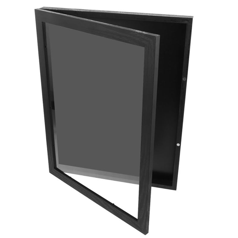 minkissy Wooden Shirt Frame Display Case Football Uniform Frame T Shirt Display Box 11*14 Black Wood Elegant Wooden Design Collectors Desktop Showcase