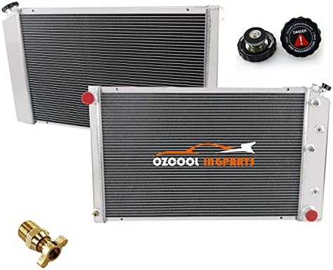 OzCoolingParts 4 Row Core Full Aluminum RAD162 Radiator for 1970-1987 71 72 73 74 75 76 83 85 Chevy/GMC C10 C20 C25 C3500 Nova Camaro Blazer Monte Carlo and More Models
