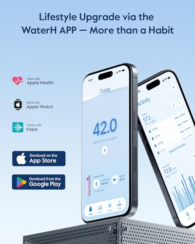Image of BOOST Smart Water Bottle that Reminds You to Drink, 24oz BPA-Free Stainless Steel Vacuum Insulated, Wide Mouth Water Tracker Bottle with APP for School, Gym, Office, Ideal for Father's Day