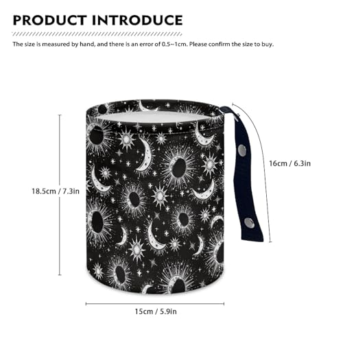 Image of Moon and Star Car Garbage Can Small Trash Can with Leak Proof Inside Liner and Hanging Strap Cars Organizer Portable Cars Essentials