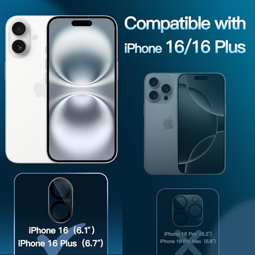 Image of JETech Camera Lens Protector Guard for iPhone 16 /16 Plus, 3-Pack