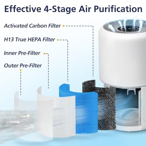 Core 300 Smoke Remover Replacement Filter Compatible with LEVOIT Core300/300-P Core300S/300S-P Air Purifier,3-in-1 H13 Grade True HEPA Replacement Filter Compare to Part # Core 300-RF-SR, Blue, 2 Pack