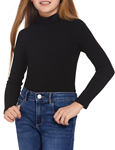 Image of Arshiner Girls Turtleneck Sweater Kids Casual Long Sleeve Knit Pullover Tops