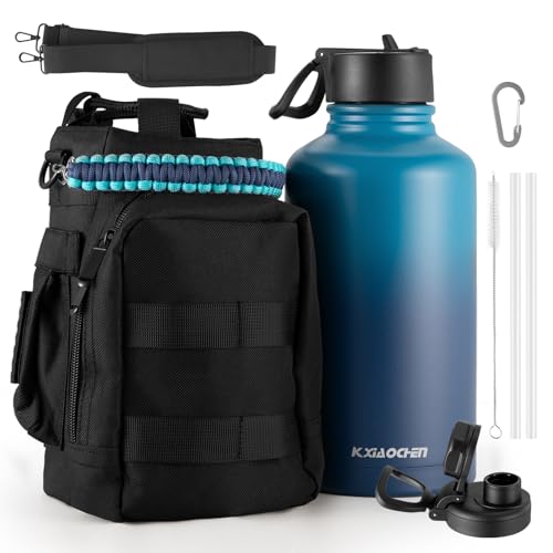 KXIAOCHEN Insulated Water Bottle, Stainless Steel Water Bottle, 2 Lids (Straw and Handle Lid),Wide Mouth Metal Water Bottles Keep Hot and Cold, Double Walled, Thermo Mug, Metal Canteen