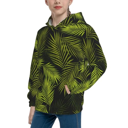 Tropical Palm Leaves Fern Leaf Kid Hoodies Boys Sweatshirts Girls Pullover with Pocket2